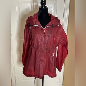 Hunter Original Vinyl Smock Rain Coat Red Transparent Women's Medium​